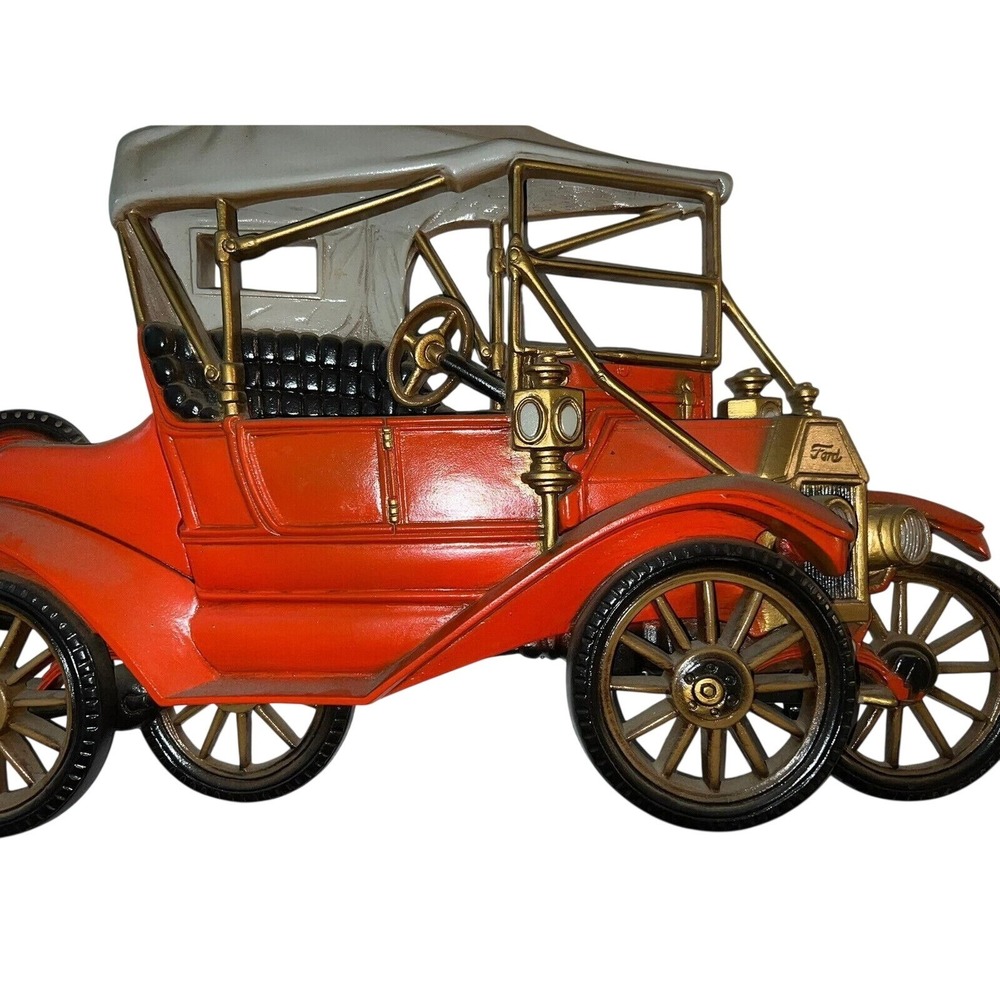 Vintage Red Ford Model T Cast Metal Wall Art Plaque 3D Relief Decor